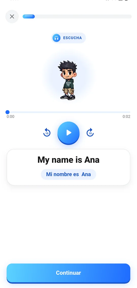 Escucha: Escucha el audio y su traducción, las veces que quieras.