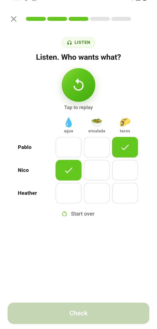 Who wants what?: Listen, then tick who goes with which picture.